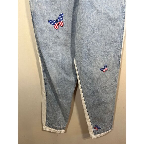 Vintage Guess Striped Denim Overalls Blue 3 Retro Y2K 90s Pinstripe Shabby Chic - Picture 4 of 16